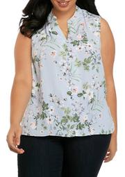 Plus Size Button Front Sleeveless Top