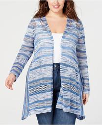 Plus Size Space-Dyed Cardigan