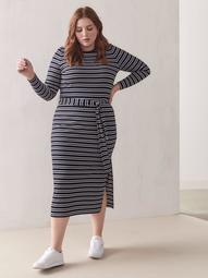 Striped Long-Sleeve T-Shirt Dress - Addition Elle