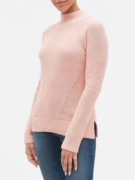 Textured Mockneck Pullover Sweater