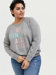 Be Kind Heathered Grey Fleece Raglan Sweatshirt