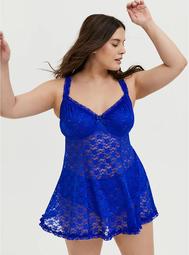 Electric Blue Lace Underwire Babydoll