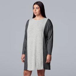 Plus Size Simply Vera Vera Wang Long Sleeve Brushed Sweater Jersey Sleepshirt
