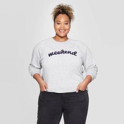 Women's Weekend Plus Size Graphic Sweatshirt - Grayson Threads (Juniors') - Athletic Heather