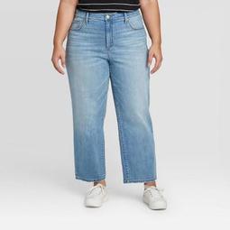 Women's Plus Size High-Rise Straight Leg Jeans - Ava & Viv™ Medium Wash
