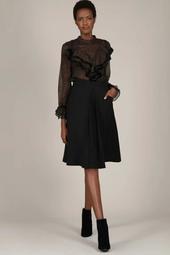 Flared skirt with pleat