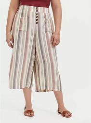 Multi Stripe Twill Button Culotte Pant