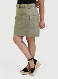 Light Olive Green Twill Cargo Mini Skirt