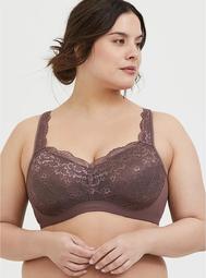 Light Raisin Brown Lace Maximum Support Full Coverage Lightly Lined Bra