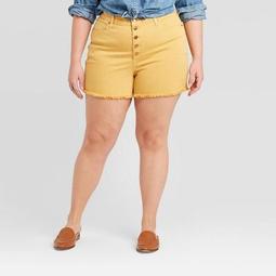 Women's Plus Size High-Rise Jean Shorts - Universal Thread™ Gold 