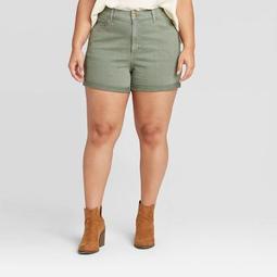 Women's Plus Size High-Rise Jean Shorts - Universal Thread™ Olive