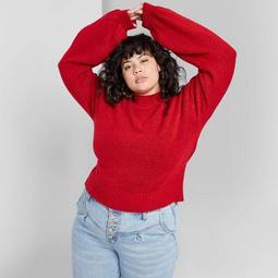 Women's Plus Size Mock Turtleneck Sweater - Wild Fable™ Red