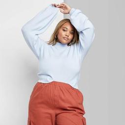 Women's Plus Size Mock Turtleneck Sweater - Wild Fable™ Blue