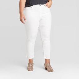 Women's Plus Size High-Rise Skinny Cropped Jeans - Universal Thread™ White 