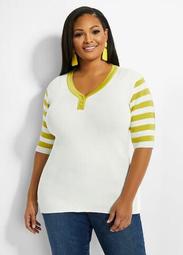 Colorblock Stripe Sleeve Sweater