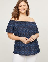 Embroidered Off-the-Shoulder Top