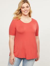 Perfect Sleeve Swing Tee With Shirred Shoulders