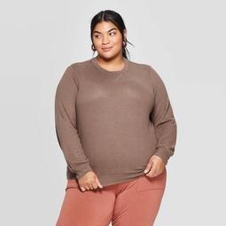 Women's Plus Size Cozy Crewneck Pullover Sweatshirt - Ava & Viv™