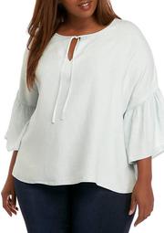 Plus Size Tiered Sleeve Peasant Top