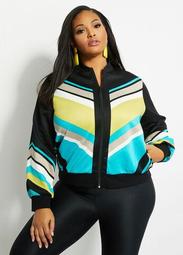 Stripe Colorblock Scuba Jacket