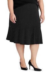 Plus Size Dot Print Jersey Skirt