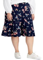 Plus Size Floral Jersey Skirt