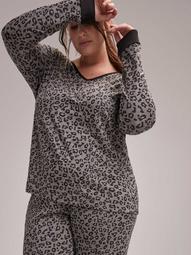 Long Sleeve Pajama Top - Déesse Collection