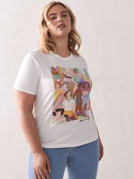 Basic Graphic Cotton T-Shirt - Addition Elle