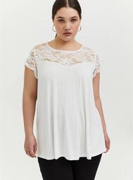 Super Soft White Lace Sleeve Top