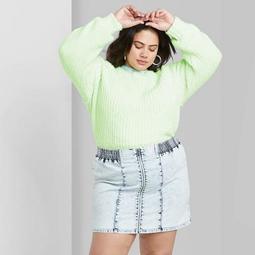 Women's Plus Size Crewneck Raglan Sweater - Wild Fable™ Green