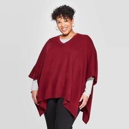 Women's Plus Size Pullover V-Neck Poncho Wrap Jacket - A New Day™ One Size
