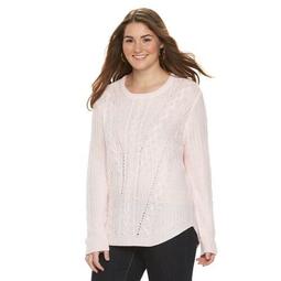 Juniors' Plus Size SO® Cable-Knit Sweater