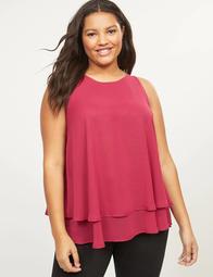 Scoop-Neck Double-Layer Swing Shell