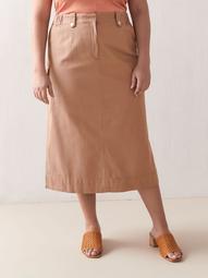 Solid High Waisted Cargo Skirt - Addition Elle