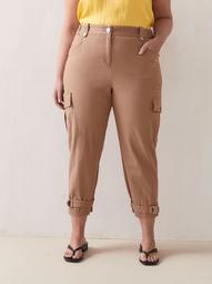 Solid Cotton Cargo Ankle Pant - Addition Elle