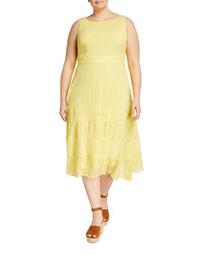 Plus Size Embroidered Eyelet A-Line Dress