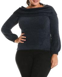 Leah Fuzzy Cowl-Neck Sweater