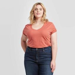 Women's Plus Size Short Sleeve V-Neck Slim Fit T-Shirt - Ava & Viv™