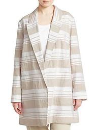 Malika Stripe Linen-Blend Jacket