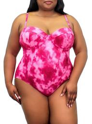100 Degrees Women's Plus Size Tie Dye Underwire Maillot One-piece Swimsuit