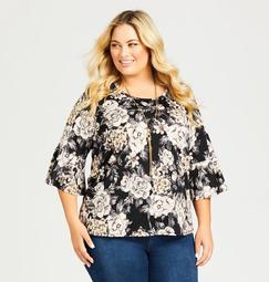 Floral Print Bell Sleeve Tunic