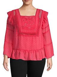 Plus Embroidered Squareneck Top