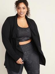 Open-Front French Terry Plus-Size Wrap Top