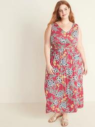 Sleeveless Plus-Size Waist-Defined Maxi Dress