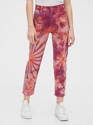 High Rise Tie-Dye Cheeky Straight Jeans with Secret Smoothing Pockets