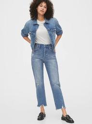 1969 High Rise Distressed Straight Leg Jeans