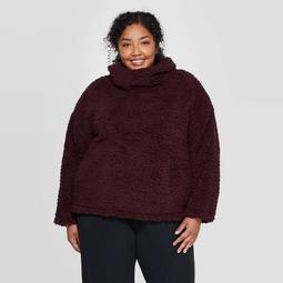 Women's Plus Size Turtleneck Sherpa Pullover Sweater - A New Day™
