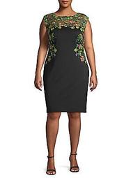 Plus Embroidered Floral Sheath Dress
