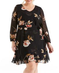 Rosewood Floral-Print Fit-and-Flare Dress