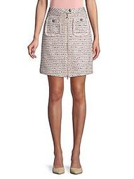 Front-Zip Tweed Skirt